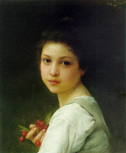 Charles-Amable Lenoir Portrait of a young girl with cherries